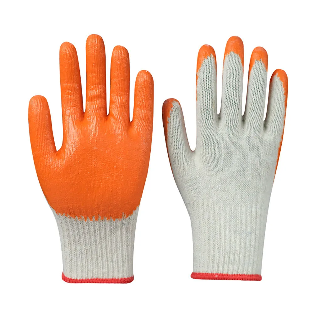Rilong Orange Latex Palm Coated Safety Gloves for Construction and Industrial Use