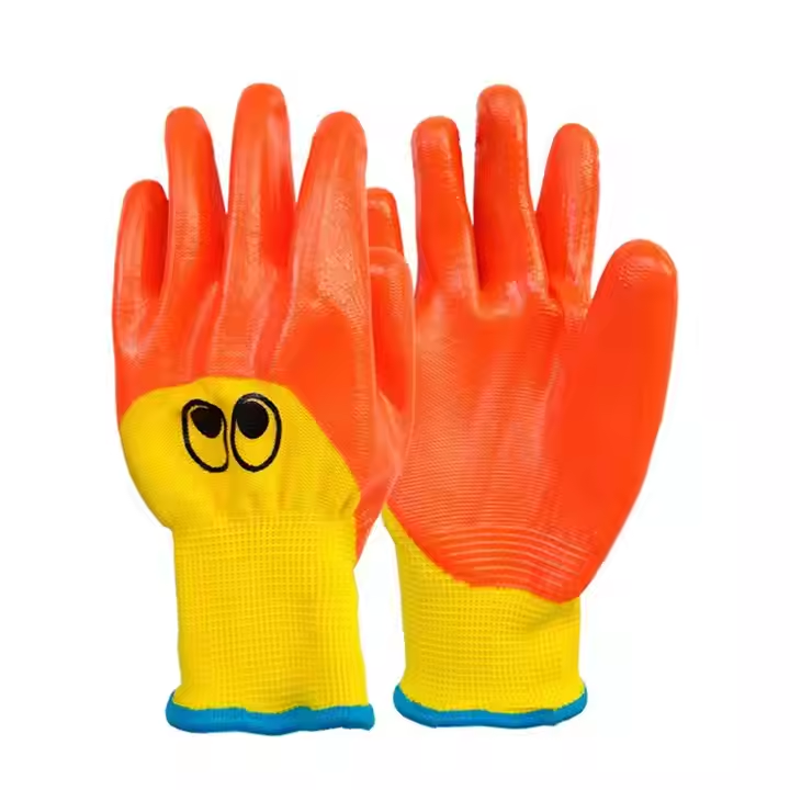 Rilong Child-Sized Nitrile Coated Protective Gloves for Safety and Play