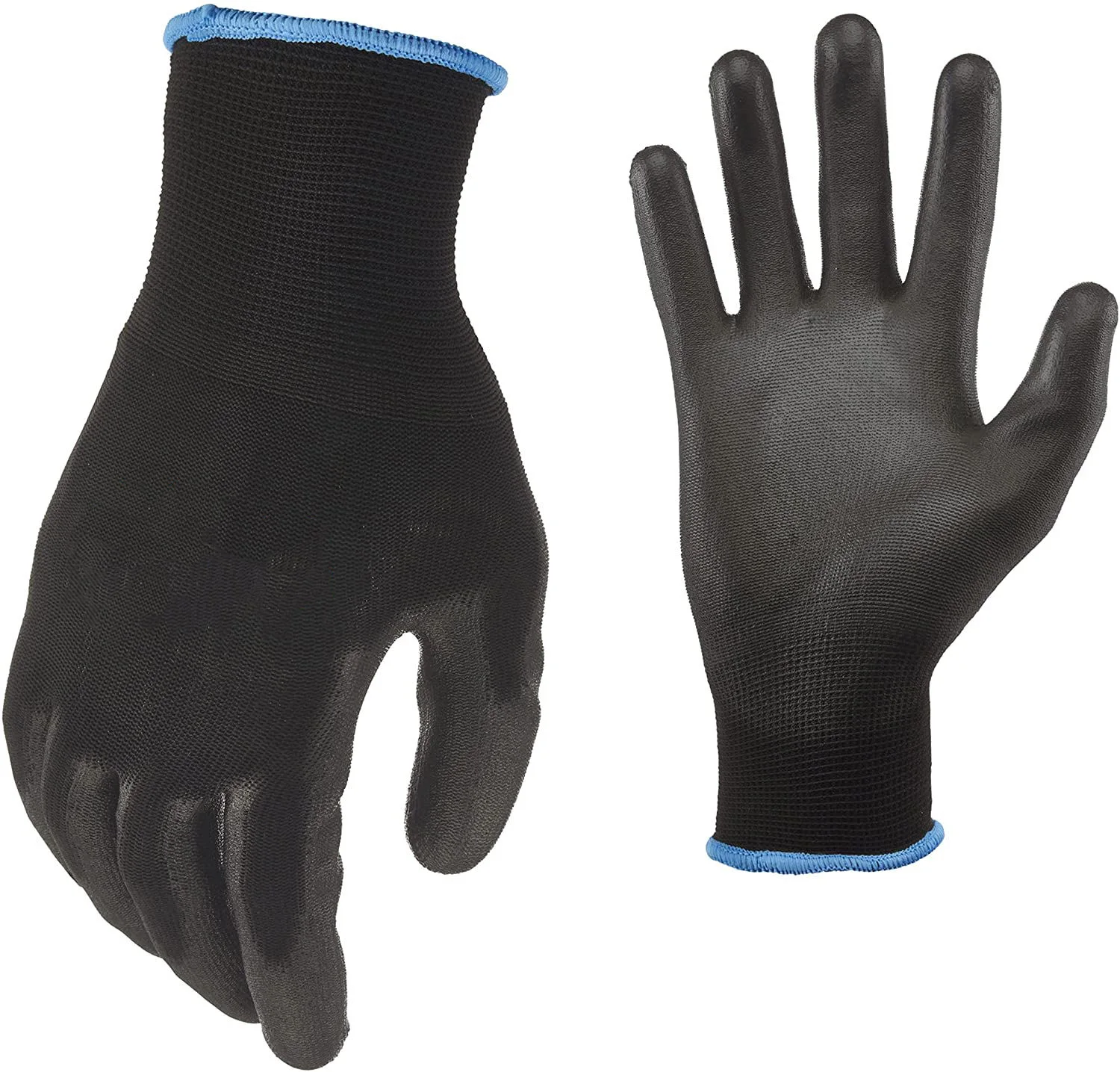 Rilong Light Weight Breathable 13G Polyester Liner Black Polyurethane/PU Coated Gloves